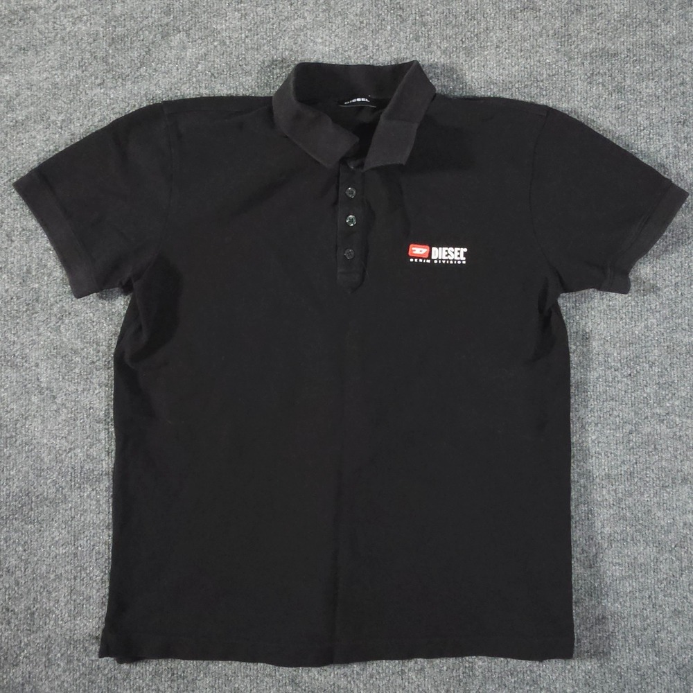 Diesel Patch Logo Polo Shirt Men's Small Black Short Sleeve